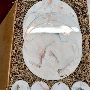 Resin Placemats,Pink Placemats,set of Placemat, resin charger plate and 4 coaster
