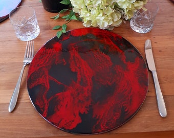Red Resin Placemats, Modern Table Decor, Set of 4