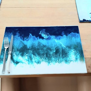 Coastal resin placemats. Set of 4 ocean themed tablemats.