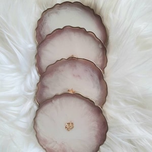 Geode rosa und gold Harz Untersetzer, 4er Set Untersetzer