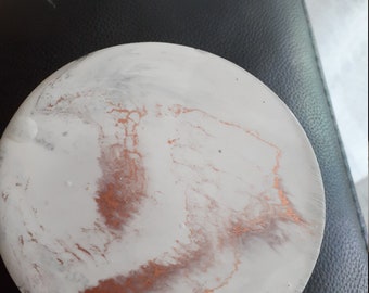 Handgemachte rosa Epoxy-Harz-Untersetzer, Bronze-Wirbel, 4er-Set