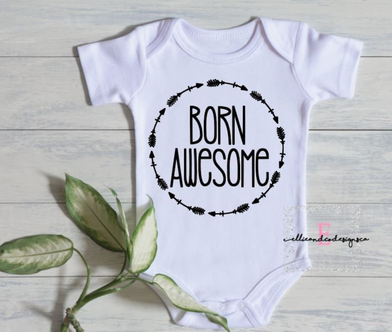 Born Awesome Cute Baby Bodysuit Baby Shower Gift New Baby Gift Baby One Piece Bodysuit New Parents Gift Baby Snapsuit