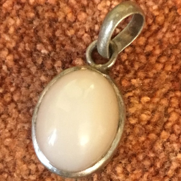 High Domed Oval MOP and 925 Sterling Pendant with Large Bail