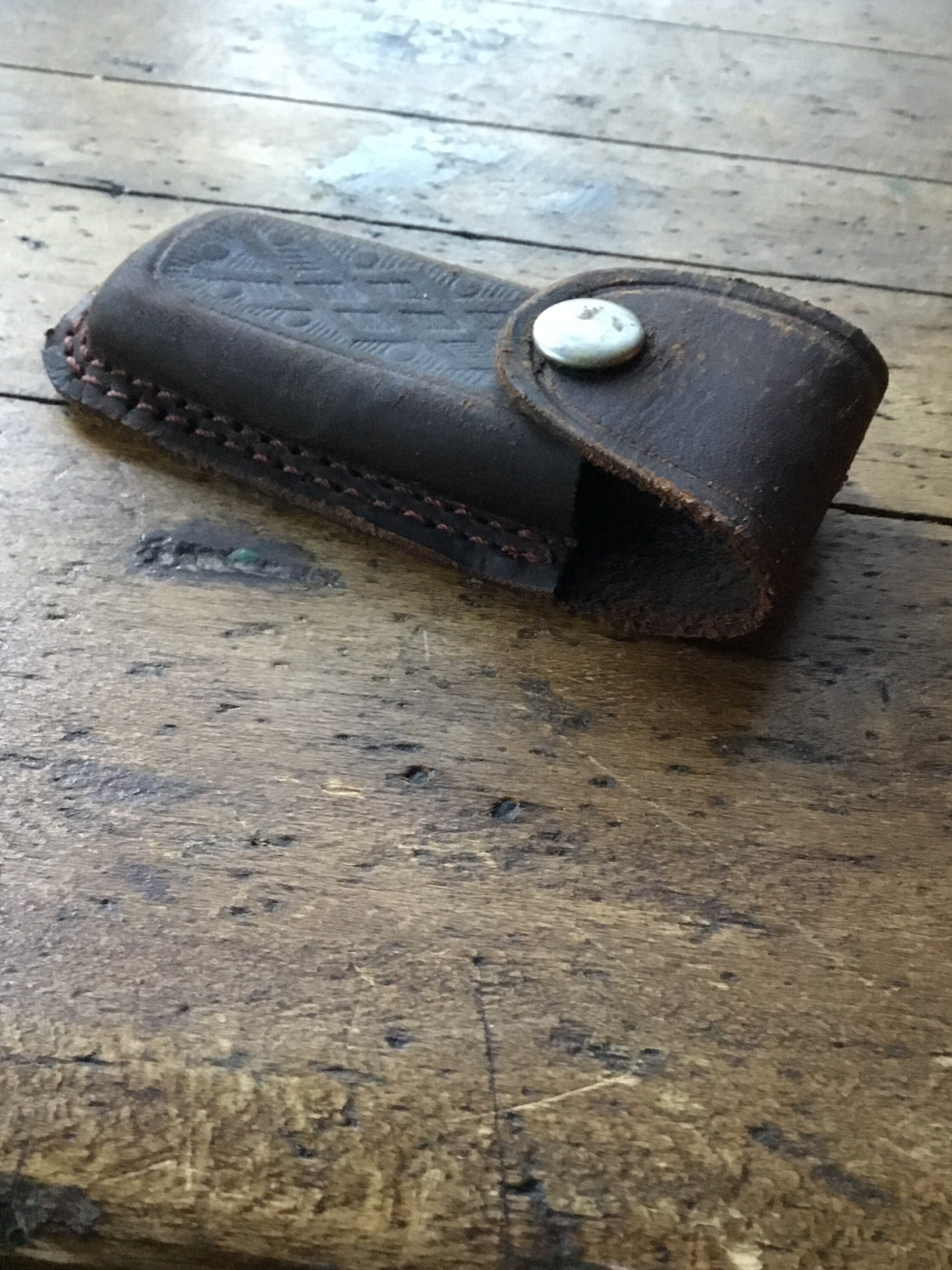 Tooled Leather Pocket Knife Case with Belt Loop Five Inch Etsy