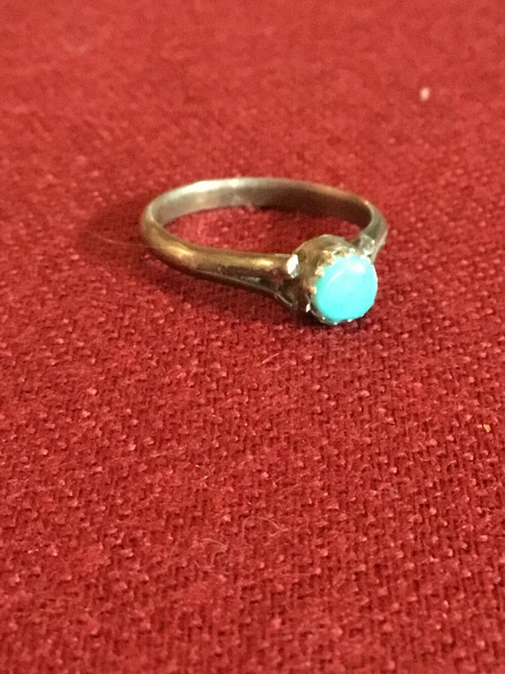 Native American Solitaire Turquoise Ring from 1970