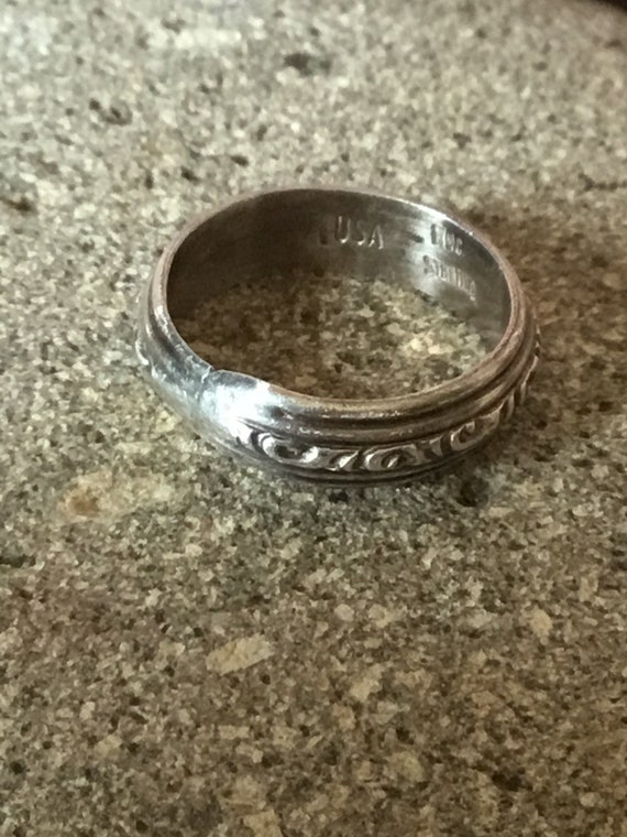 Vintage Ornate Sterling Silver Band Ring - image 1