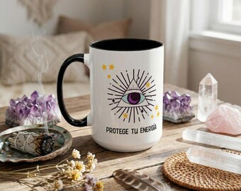 Protege tu Energía Taza, Ojo que Todo lo Ve Taza de Café, Regalo Espiritual Protección Mística, Energía Sanadora Wellness