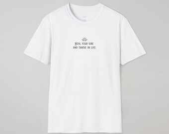 Heal Your Vibe T-Shirt | Minimal Script Crown Design