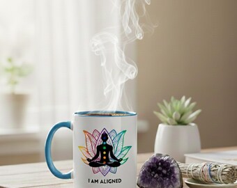 Chakra Alignment Coffee Mug with Affirmation - Yoga, Meditation, Mindfulness, Reiki Gift