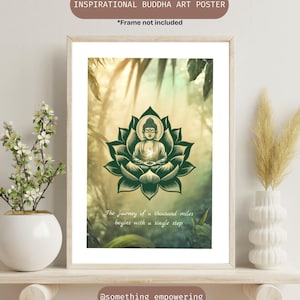 Buddhistisches Lotus Kunst Poster | Gelassenheit Dekor, Meditation Kunst, spirituelle Wandkunst, Zen Wohnkultur, Achtsamkeit Geschenk
