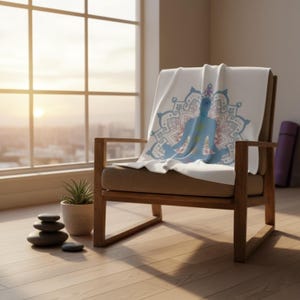 Chakra Mandala Meditation Blanket, Cozy Relaxation Fleece Blanket