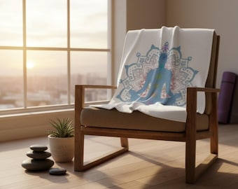 Chakra Mandala Meditation Blanket, Cozy Relaxation Fleece Blanket