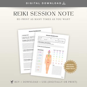 Reiki Healing Progress Note PDF Printable | Chakra Assessment & Session Tracker for Energy Healers