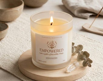 Empowered Affirmation Candle Glass Candle | Ocean Waters 11oz