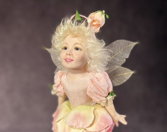 Handmade poseable ooak art doll Fairycore decor polymer clay figure Realistic boudoir sculpture Collectible coquette room decor Ready to shi