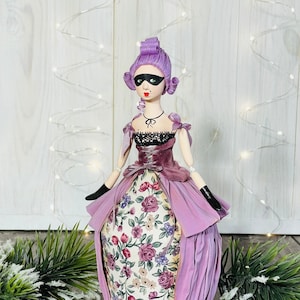 Christmas doll in carnival mask Tree decor Wall hanging handmade doll