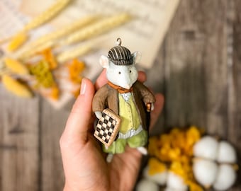Spun cotton wool toys Vintage inspired handmade mice christmas ornaments Mouse figurine Wall hanging ooak decor Cute soft sculpture figurine