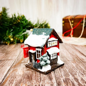 Pequena casa de algodão fiado enfeites de natal estilo vintage brinquedo artesanal decoração em miniatura Fairycore arte única pendurada em carvalho presente caprichoso
