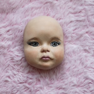 Baby ooak art doll face for teddy doll