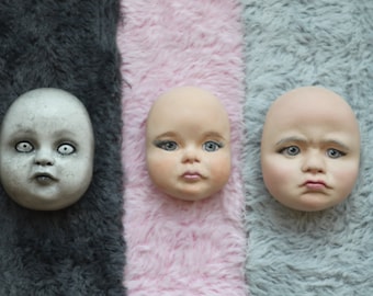 Doll parts for plush Clay doll heads
