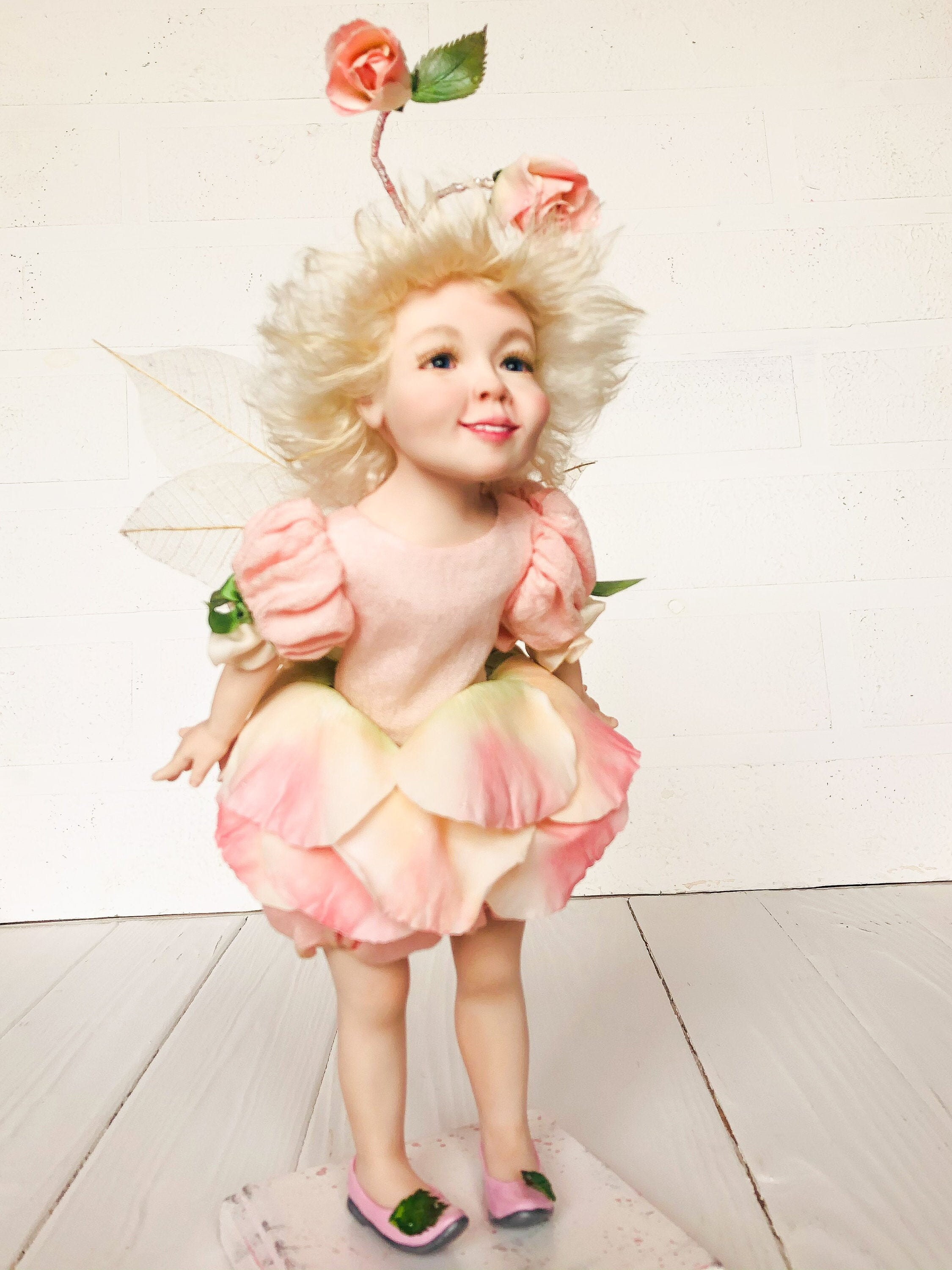 Flower fairy dolls handmade Pink flower petals Ready to ship Etsy