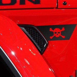Premium Cast Matte Black Vinyl Jolly Roger Decals for Wrangler JL Fender Vents-Lifetime Warranty/Free Replacements