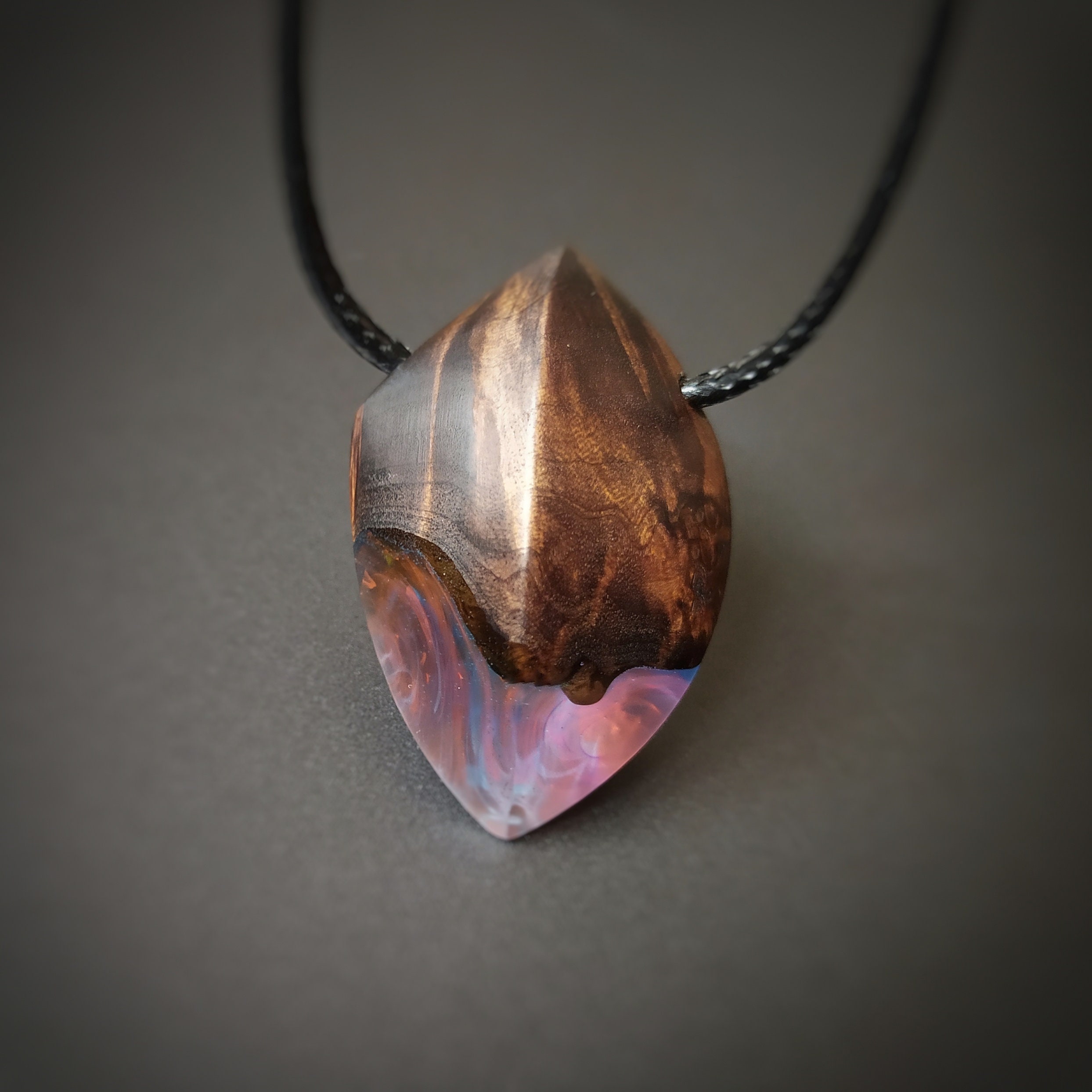 Wood epoxy pendant Wood and resin necklace pendant Wood Etsy