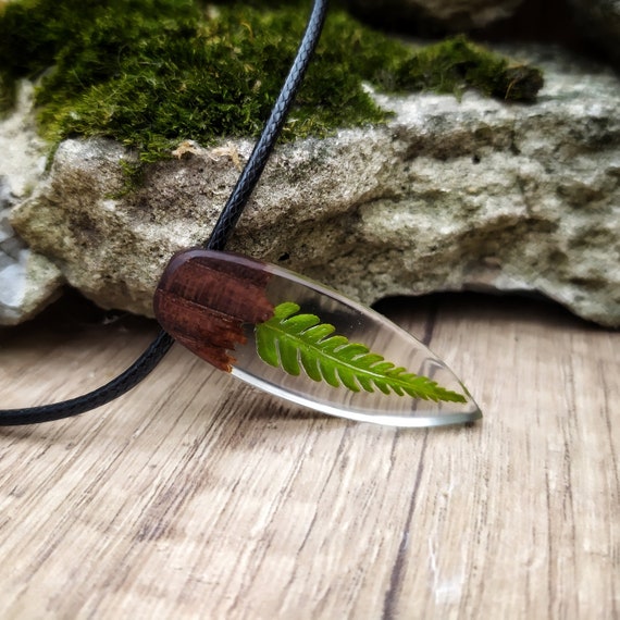 wood resin necklace pendant