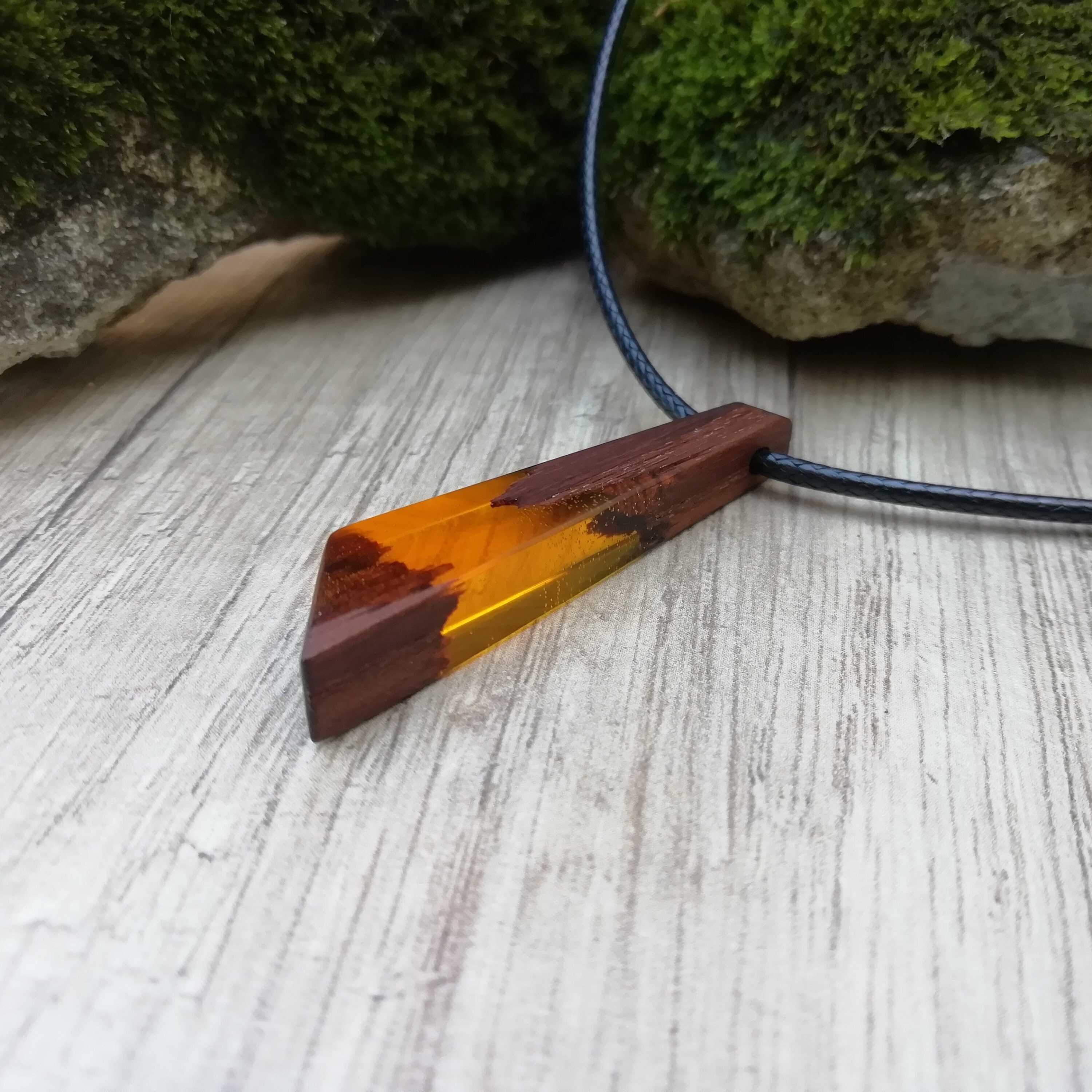Unique Wood and resin necklace pendant Handcarved pendant Etsy