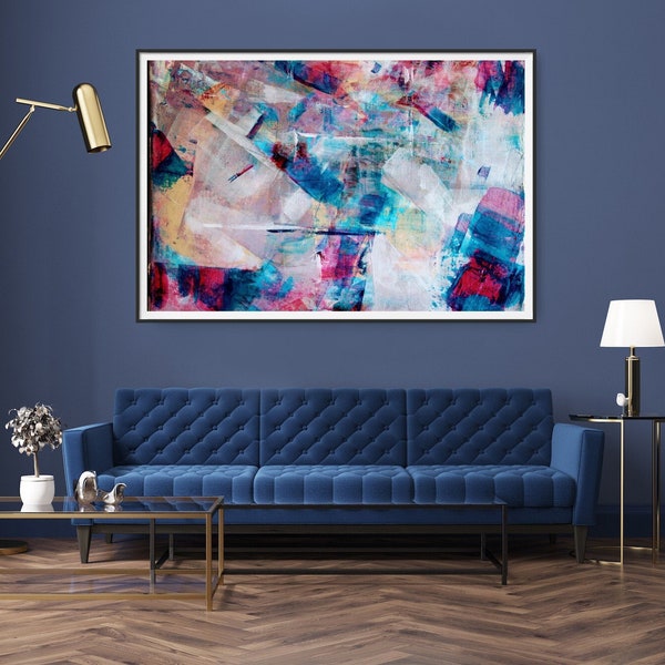 Vibrant Multicolour Abstract Wall Art,Deep Rich Colours Art,Contemporary Retro Home Decor,Digital Download