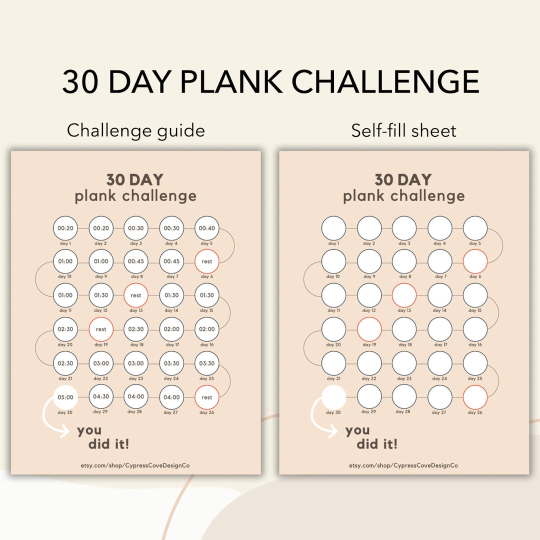 30 Day Plank Challenge Digital Fitness Guide Printable Plank Challenge ...