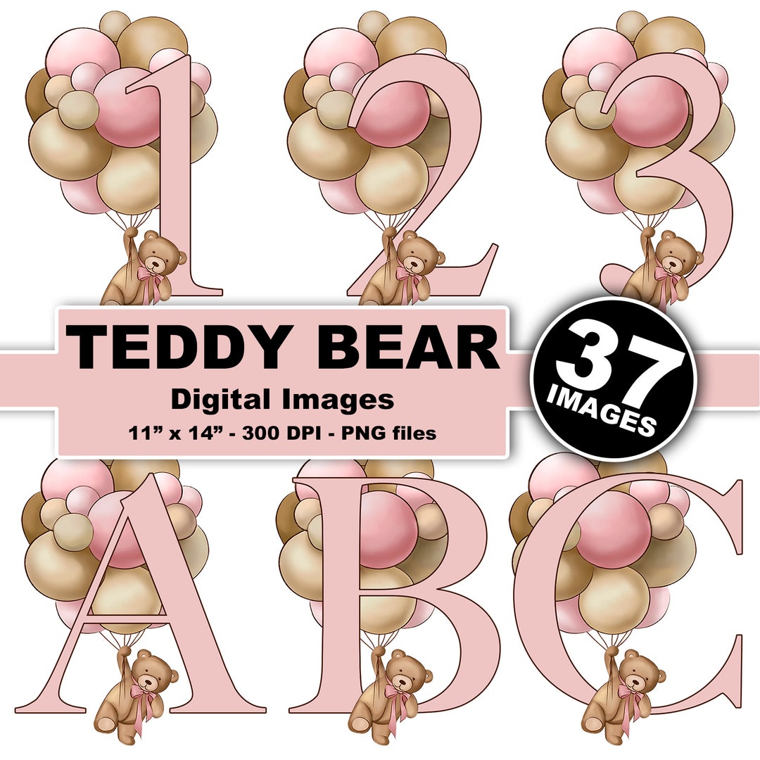 Watercolor Teddy Bear Clipart for Girl, Nursery, Baby Shower, Pink ...
