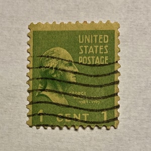 U.S. President George Washington 1c Stamp; Issued 1938; First Stamp in Presidential Series; Scott #804; Cancelled; NH OG