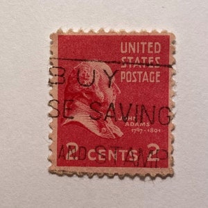 John Adams 2c Stamp: 1938 Presidential Issue, Rose Carmine, Scott #806
