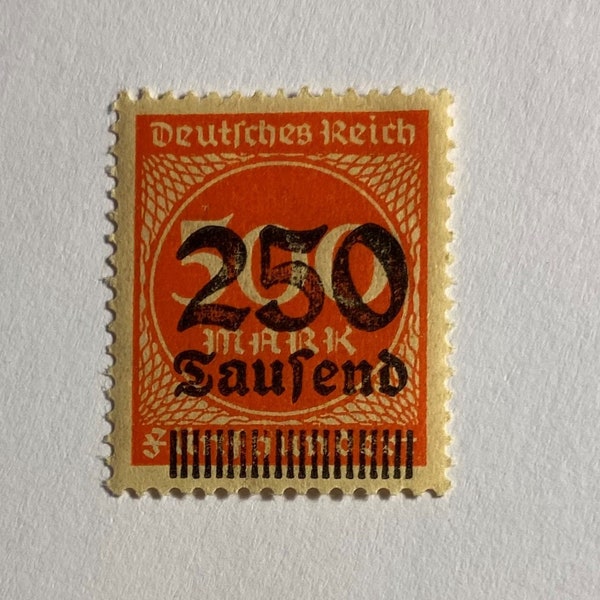 NUEVO Deutsches Reich 500 Fünfhundert Mark Stamp Overprint 250 Taufend; República Weiner 1923; Nunca se utiliza; Coleccionable; M/NH OG