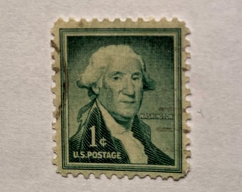 U.S. George Washington 1c stamp; Dark Green; 1954; Liberty Issue; Superb Centering; Lightly Cancelled; VF/NH; Free Domestic Shipping