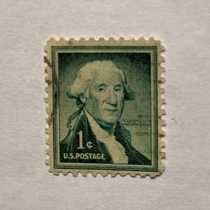 U.S. George Washington 1c stamp; Dark Green; 1954; Liberty Issue; Superb Centering; Lightly Cancelled; VF/NH; Free Domestic Shipping