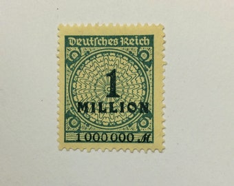 SALE Rare 1.000.000 German Reichsmark; Inflation Series; Weimar Republic 1923; Mint, NH, OG; Perfectly Centered; 100-Year-Old Stamp!