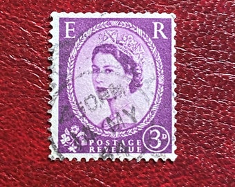 Great Britain Queen Elizabeth II Dark Purple 3d British Stamp; 1957; Wilding Series; Cancelled; N/H; V/F; SG566; Free Domestic shipping