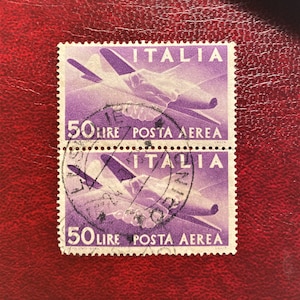 Italiens 1955 Italia Demokratische Republik Luftpostrad 50 Lire sestina; ZWEI angebracht; Abgebrochen; M/NH OG
