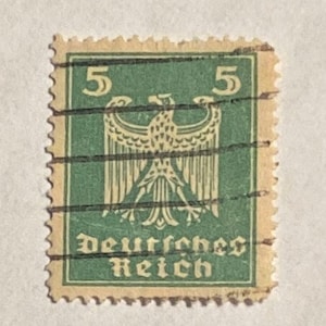 VENDA Selo aéreo alemão Deutsches Reich 5 Rpf; Michel DR 344Y; cancelado; 1924. Selo de 101 anos; frete doméstico grátis