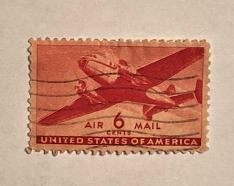レア1940年代のレッドエアメール6セント使用済切手 RARE 1940S RED 6 CENT U.S. AIR-MAIL STAMP | eBay