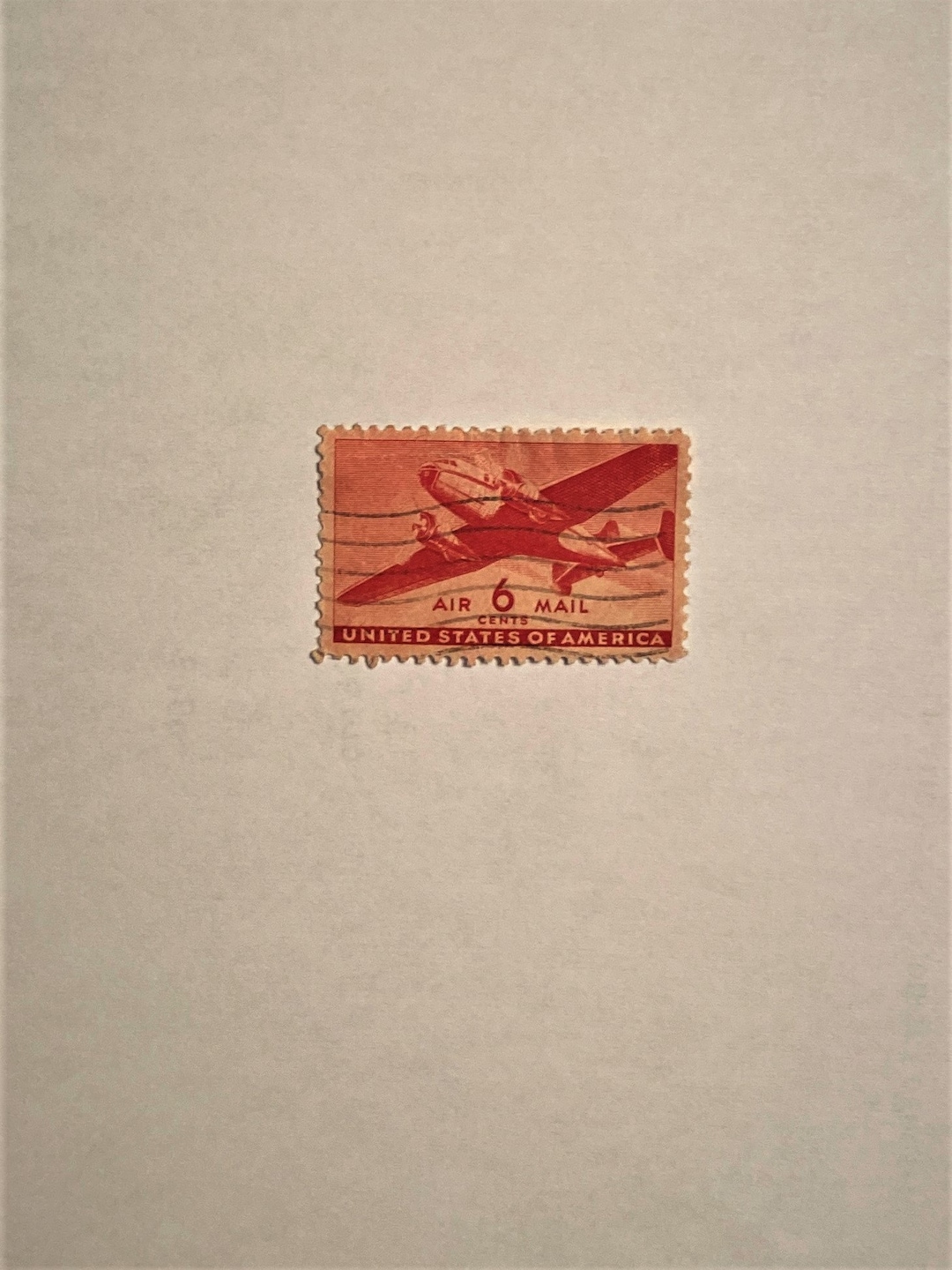 U.S. 6 Cent Air Mail Stamp; 1940s Circa; Features DC-4