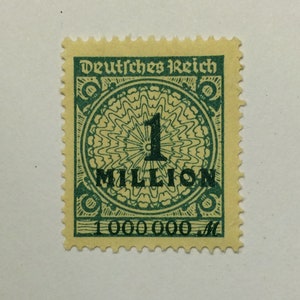 SALE Rare 1.000.000 German Reichsmark Inflation Series Weimar Republic 1923 Mint, NH, OG Perfectly Centered 100-Year-Old Stamp image 2