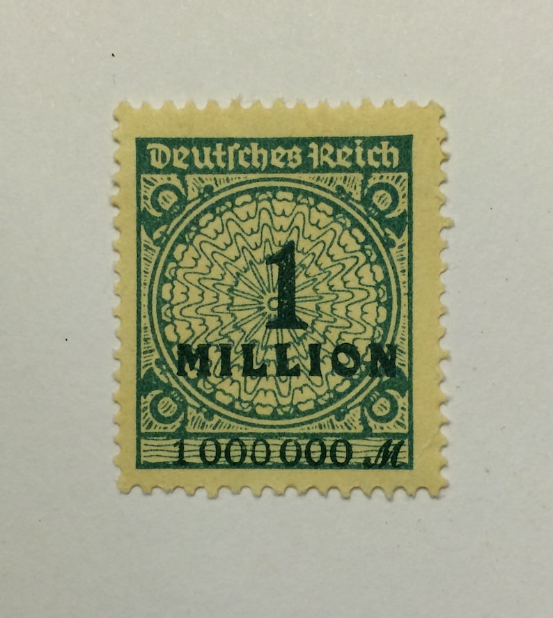 SALE Rare 1.000.000 German Reichsmark Inflation Series Weimar Republic 1923 Mint, NH, OG Perfectly Centered 100-Year-Old Stamp image 2