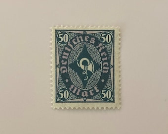 Germany/ Deutsches Reich Mark; Issued 1922; 50Mk deep green/purple Posthorn w/ Quatrefoil watermark; Mint; NH/OG; 103 Years Old!