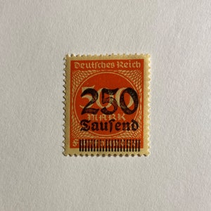 NEW Deutsches Reich 500 Fünfhundert Mark Stamp Overprint 250 Taufend Weiner Republic 1923 Never Used Collectible M/NH OG image 3