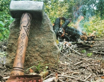 Thor handgemaakte hamer, Hand gesmede bushcraft tool, Scandinavische Viking handgemaakte hamer, vader, zoon, groomsman of echtgenoot gegraveerd geschenk