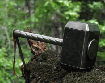 Forged thor hammer with engravings