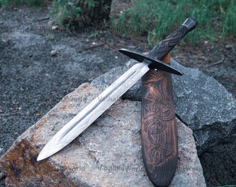 Daga vikinga grabada, espada vikinga pequeña, espada forjada a mano medieval, espada vikinga, espada, espada forjada a mano, espada runa, runas